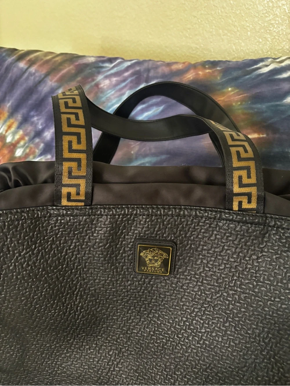 Versace Black Textured Duffel..